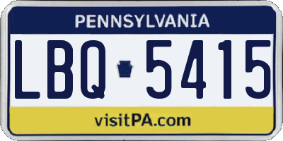 PA license plate LBQ5415
