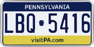 PA license plate LBQ5416