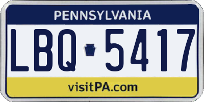 PA license plate LBQ5417