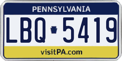 PA license plate LBQ5419