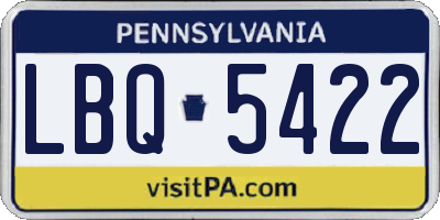 PA license plate LBQ5422