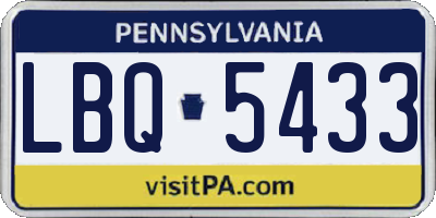 PA license plate LBQ5433