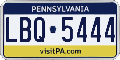 PA license plate LBQ5444