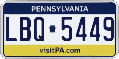 PA license plate LBQ5449