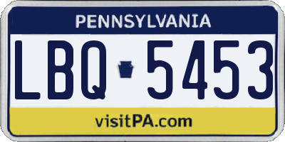 PA license plate LBQ5453