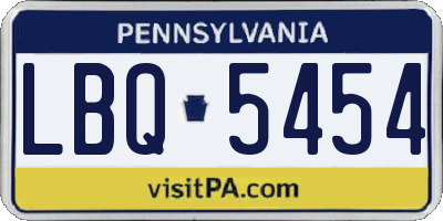 PA license plate LBQ5454