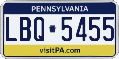PA license plate LBQ5455