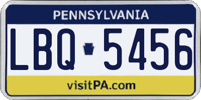 PA license plate LBQ5456