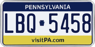 PA license plate LBQ5458
