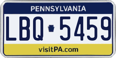 PA license plate LBQ5459