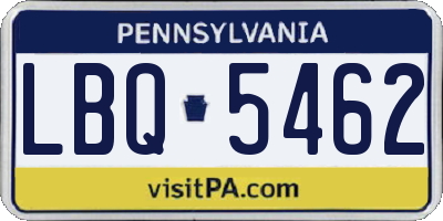 PA license plate LBQ5462