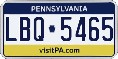 PA license plate LBQ5465