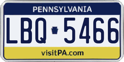 PA license plate LBQ5466