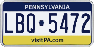 PA license plate LBQ5472