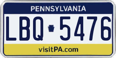 PA license plate LBQ5476