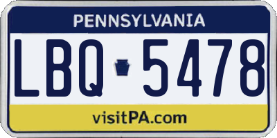 PA license plate LBQ5478