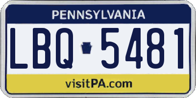 PA license plate LBQ5481