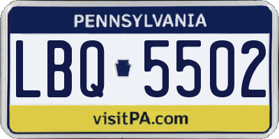 PA license plate LBQ5502