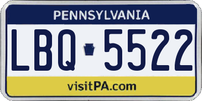 PA license plate LBQ5522
