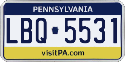 PA license plate LBQ5531
