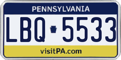 PA license plate LBQ5533