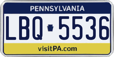 PA license plate LBQ5536