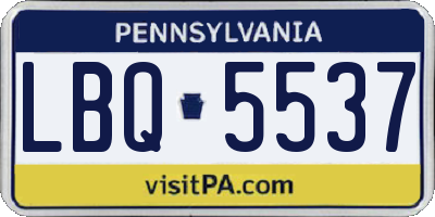 PA license plate LBQ5537