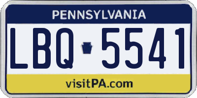 PA license plate LBQ5541
