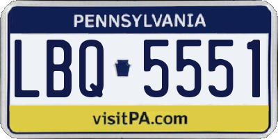 PA license plate LBQ5551