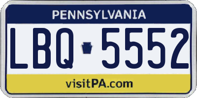PA license plate LBQ5552