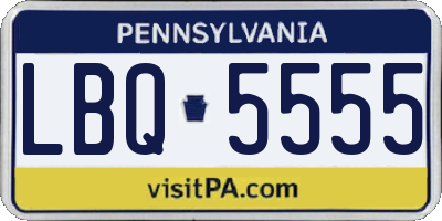 PA license plate LBQ5555