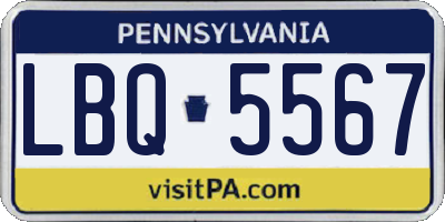PA license plate LBQ5567