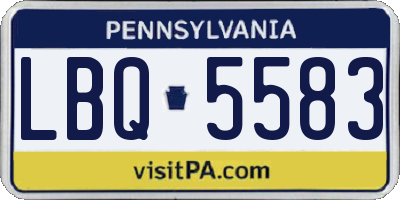 PA license plate LBQ5583