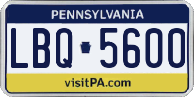PA license plate LBQ5600