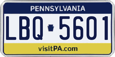 PA license plate LBQ5601
