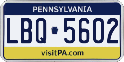 PA license plate LBQ5602