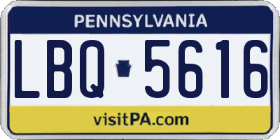PA license plate LBQ5616