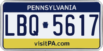 PA license plate LBQ5617