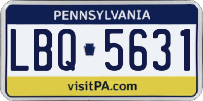 PA license plate LBQ5631