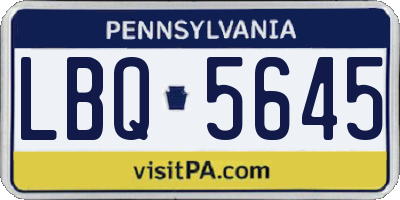 PA license plate LBQ5645