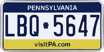 PA license plate LBQ5647