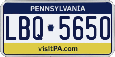 PA license plate LBQ5650