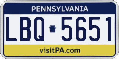 PA license plate LBQ5651