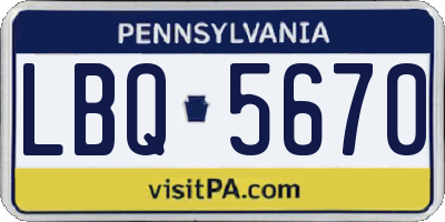 PA license plate LBQ5670