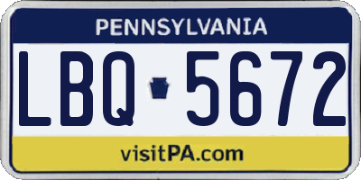 PA license plate LBQ5672