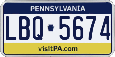 PA license plate LBQ5674