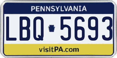 PA license plate LBQ5693