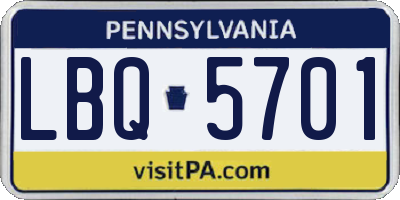 PA license plate LBQ5701