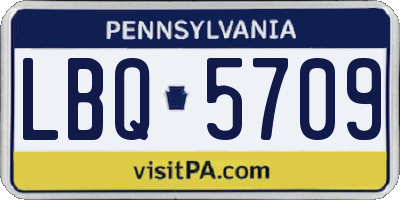 PA license plate LBQ5709