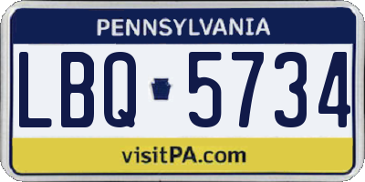 PA license plate LBQ5734